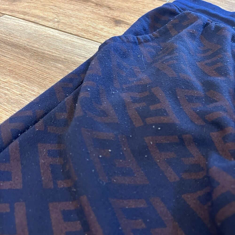 Fendi Roma Navy Blue Joggers Loung Sweatpants Monogram Logo Size S (28x29) - Picture 4 of 9